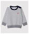 Gestreiftes Baby-Sweatshirt aus Baumwolle für Jungen weiss MARSHMALLOW/blau SMOKING
