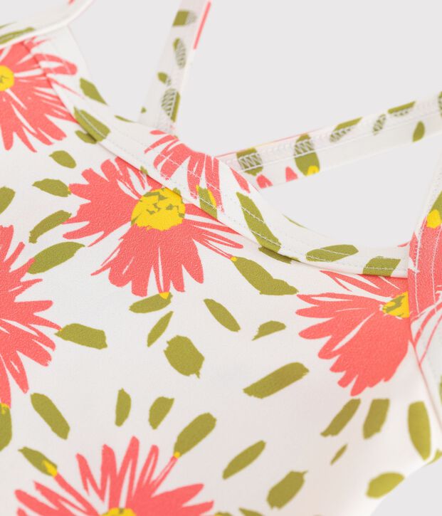 Einteiliger Kinder-Badeanzug mit Blumenmotiv weiss/vielfarbig
