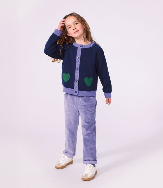 Kinder-Cardigan aus einfarbiger Wolle und Baumwolle SOIR
