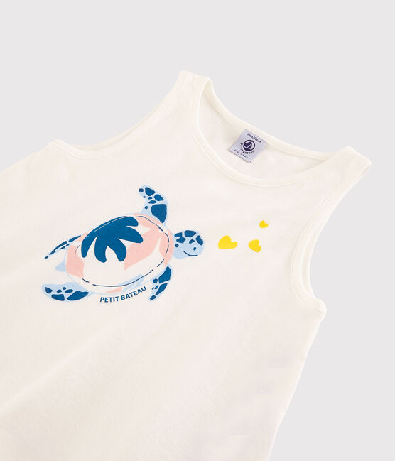 Kinder-Tanktop aus Baumwolle für Mädchen weiss MARSHMALLOW