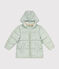 Kinder-Winterjacke mit einrollbarer Kapuze für Mädchen grün HERBIER/weiss MULTICO