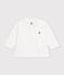 Lang&auml;rmeliges Baby-Poloshirt aus einfarbiger Baumwolle weiss