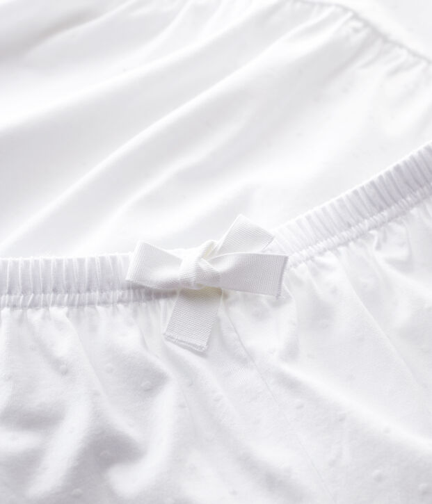 Kurzpyjama aus feiner Baumwolle in Wei&szlig; f&uuml;r M&auml;dchen/Damen weiss