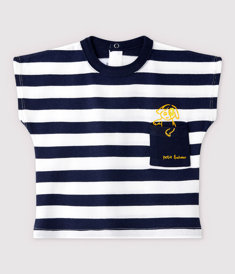 Kurz&auml;rmeliges Baby-T-Shirt aus Jersey f&uuml;r Jungen blau SMOKING/weiss MARSHMALLOW