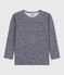 Langärmeliges Kinder-T-Shirt aus Wolle und Baumwolle mit Streifen blau SOIR/ MARSHMALLOW