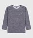 Langärmeliges Kinder-T-Shirt aus Wolle und Baumwolle mit Streifen