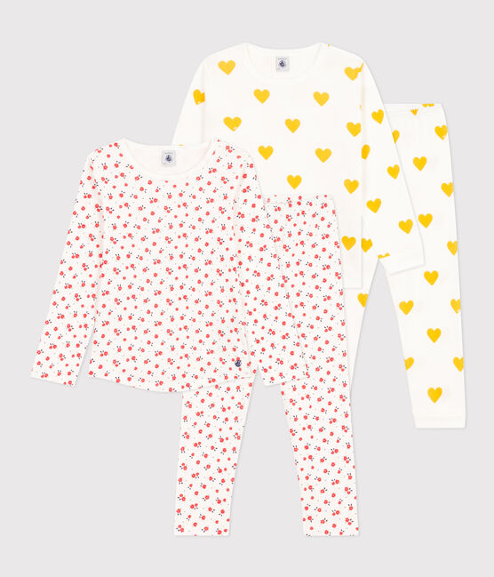 2er-Set Kinderpyjamas aus Baumwolle mit Herz- und Blumenmotiven für Mädchen variante 1