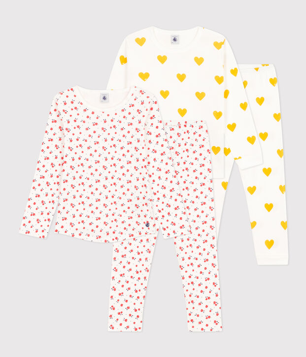 2er-Set Kinderpyjamas aus Baumwolle mit Herz- und Blumenmotiven f&uuml;r M&auml;dchen vielfarbig