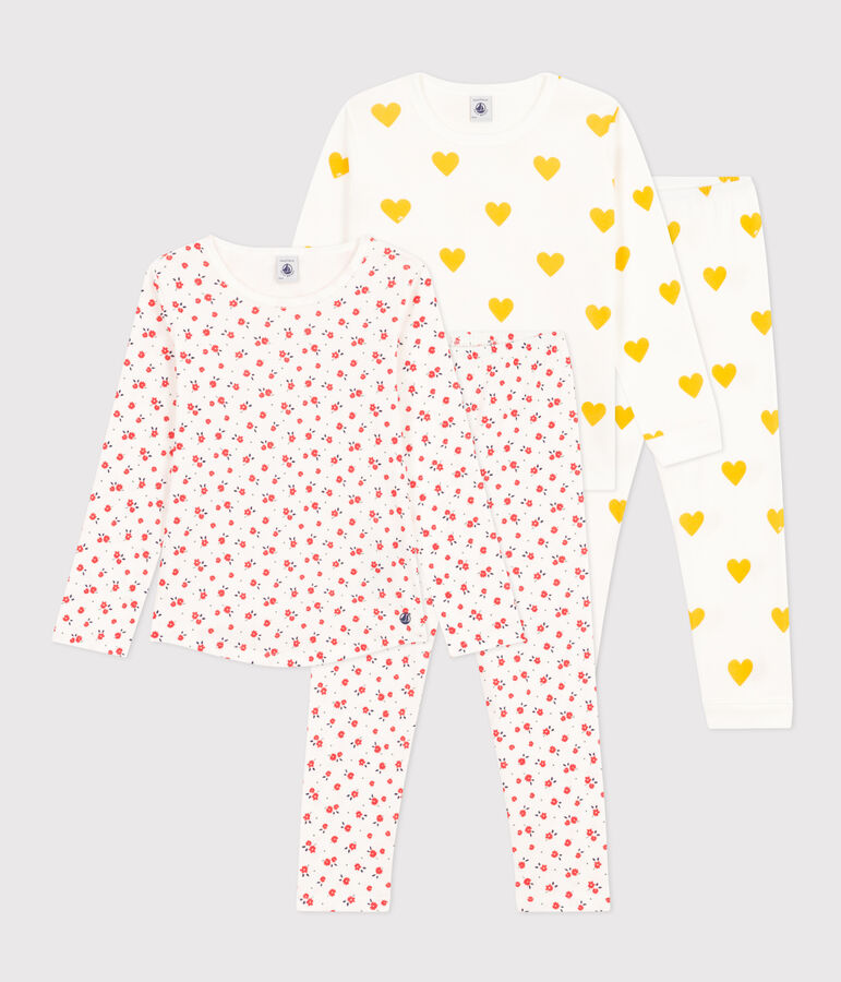 2er-Set Kinderpyjamas aus Baumwolle mit Herz- und Blumenmotiven f&uuml;r M&auml;dchen vielfarbig