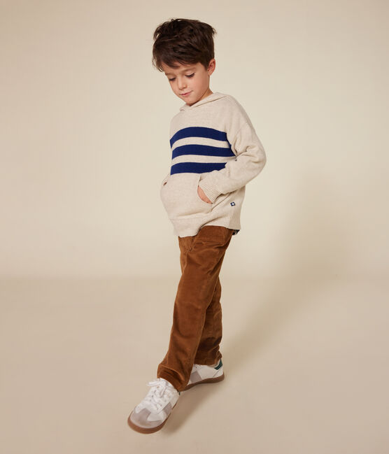 Kinder-Kapuzenpullover aus Wolle und Baumwolle für Jungen weiss AVALANCHE/ MEDIEVAL