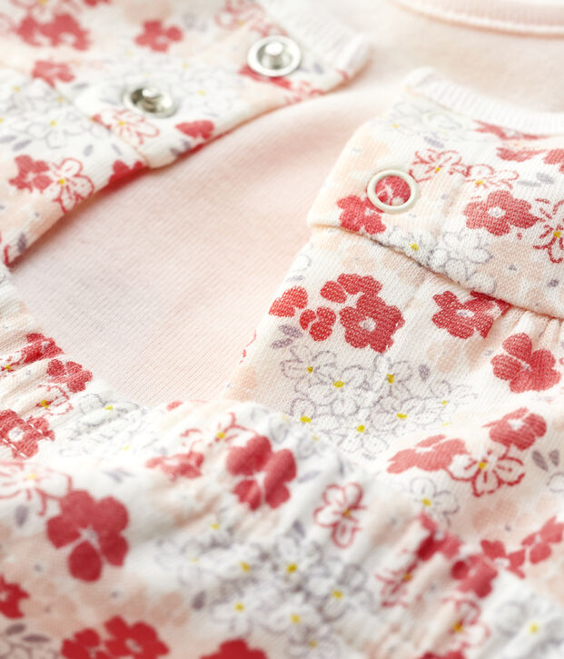 Dreiteiliges Baby-Set aus Bio-Baumwolle in Rosa weiss/vielfarbig