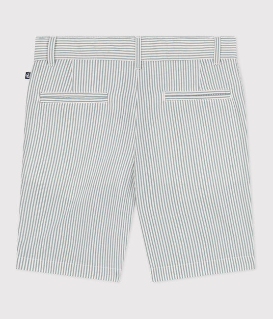 Kinder-Bermudashorts aus Baumwolle mit Streifen weiss MARSHMALLOW/blau BRUT