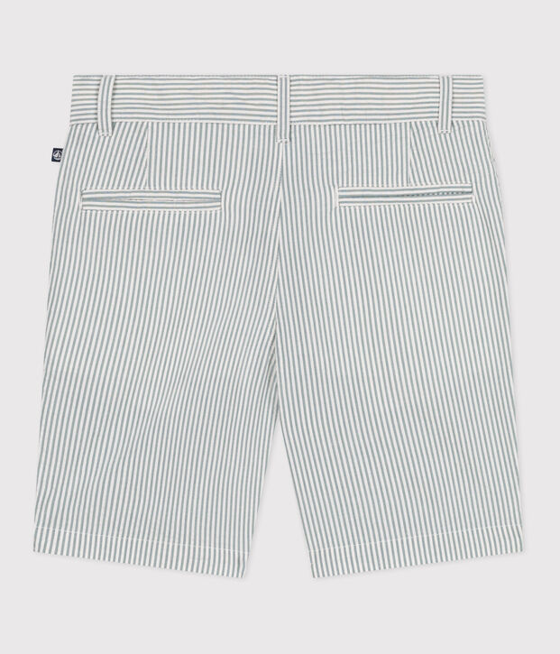 Kinder-Bermudashorts aus Baumwolle mit Streifen weiss/gr&uuml;n