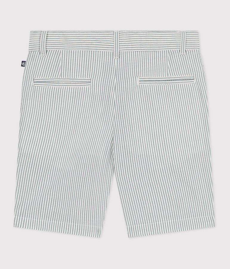 Kinder-Bermudashorts aus Baumwolle mit Streifen weiss/gr&uuml;n