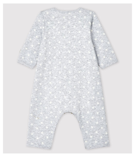 Fußloser Baby-Bodyjama aus Bio-Baumwolle  grau POUSSIERE/weiss MARSHMALLOW