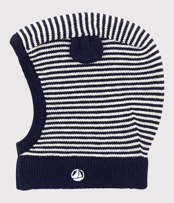 Baby-Kapuzenmütze aus Baumwolle blau SMOKING/weiss MARSHMALLOW