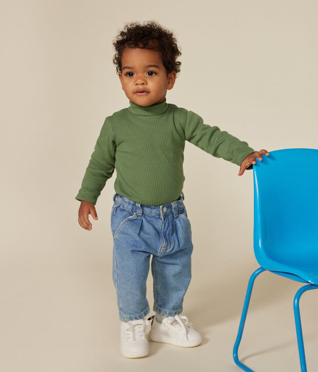 Lang&auml;rmeliger Body mit Rollkragen aus Baumwolle f&uuml;r Babys gr&uuml;n