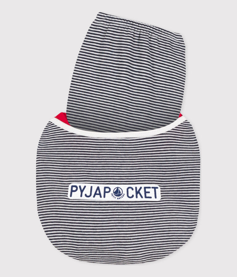 Kinder-Kurzpyjama Petit Bateau aus Baumwolle blau/weiss
