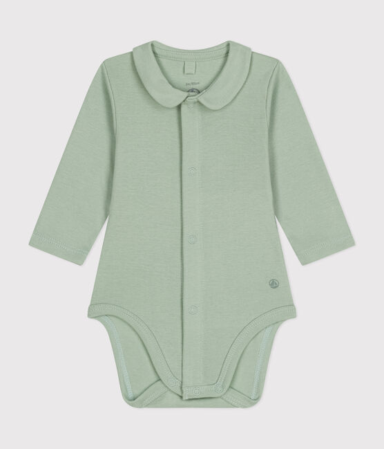 Langärmliger Baby-Body mit Kragen grün HERBIER