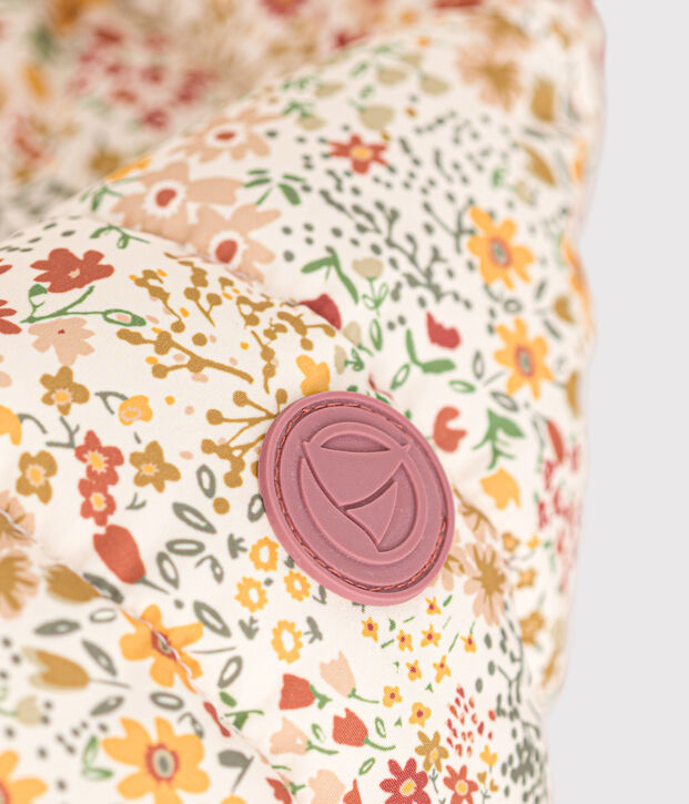 Gemusterte Baby-Winterjacke mit Kapuze naturfarben/vielfarbig