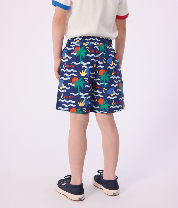 Kinder-Badeshorts mit Muster blau/vielfarbig