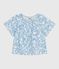Kurzärmelige Kinder-Bluse mit Kirschmuster blau MARSHMALLOW/ PORCELANA