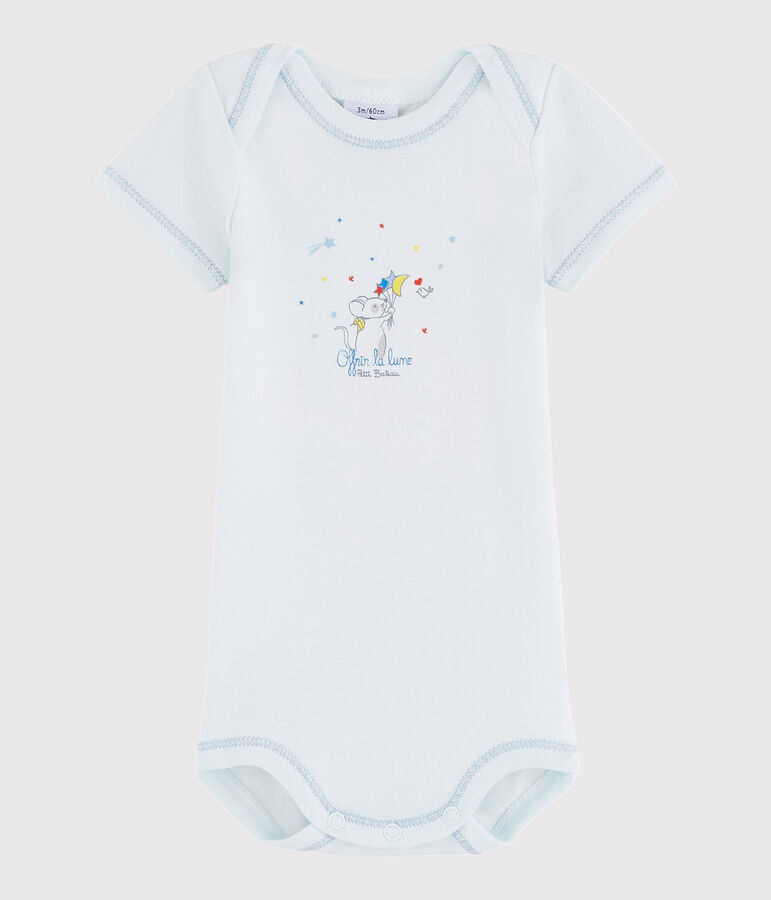 Kurz&auml;rmeliger Baby-Body Jungen blau Bocal