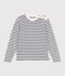 Damen-Marinepullover aus Baumwolle mit Streifen weiss MARSHMALLOW/blau SMOKING
