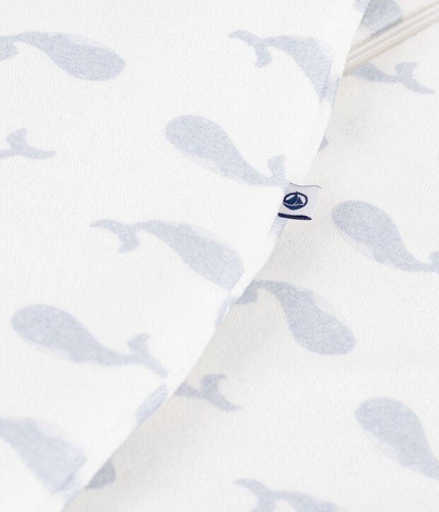 Babyschlafsack aus Baumwolle mit Walmotiv TOG-Wert 3 weiss/blau