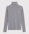 Rollkragenshirt aus gestreifter Baumwolle für Damen blau SMOKING/weiss MARSHMALLOW