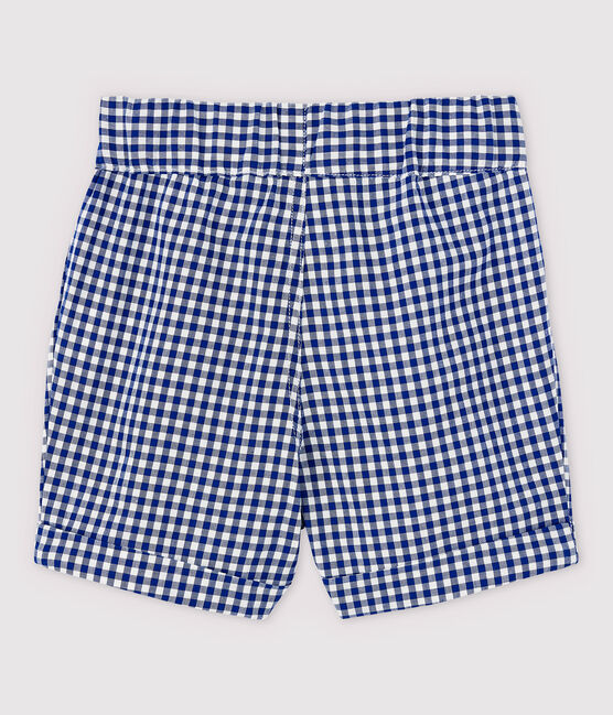 Baby-Vichy-Shorts aus Cotton Rich-Material für Jungen blau SURF/weiss MARSHMALLOW