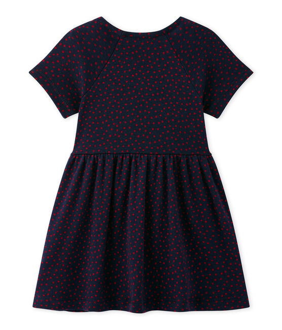 Bedrucktes Baby-Mädchen-Kleid blau SMOKING/rot TERKUIT