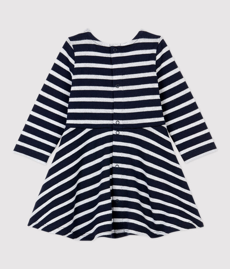 Baby-Kleid aus Molton f&uuml;r M&auml;dchen blau/MARSHMALLOW ARGENT BRILLANT