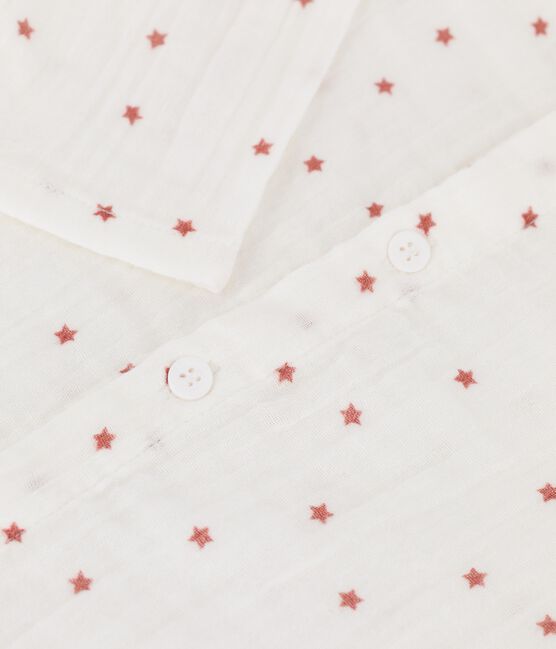 Babyhemd aus Bio-Musselinstoff weiss MARSHMALLOW/rot OMBRIE
