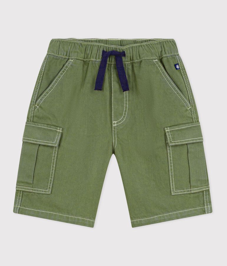 Kinder Cargo-Bermudashorts aus Baumwolle gr&uuml;n OLIVINE