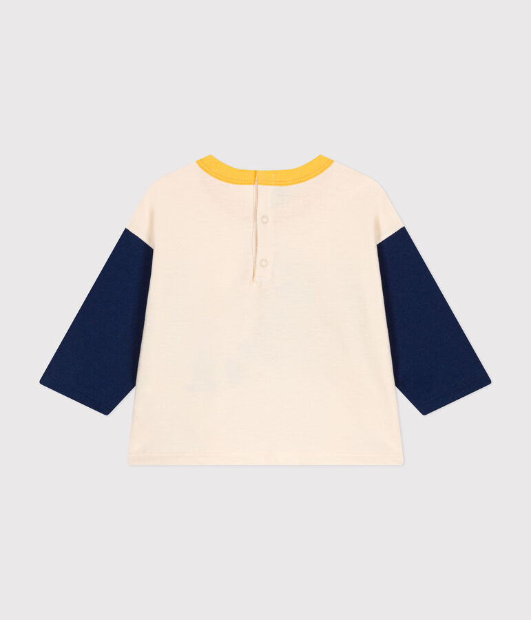 Lang&auml;rmeliges Baby T-Shirt aus feinem Jersey naturfarben/blau
