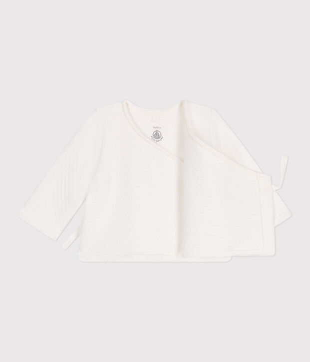 Baby Wickeljacke aus gestepptem Baumwoll-jersey weiss