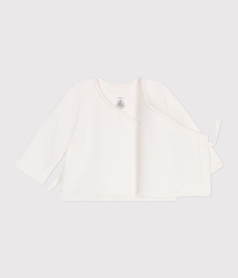 Baby Wickeljacke aus gestepptem Baumwoll-jersey weiss