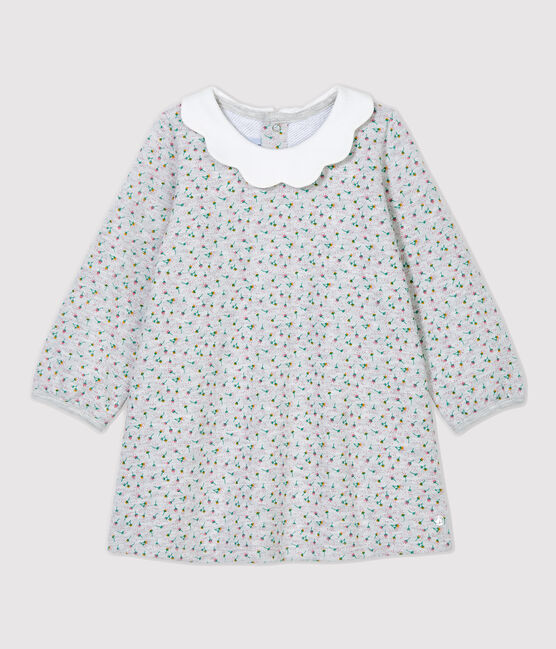 Baby-Kleid aus Molton für Mädchen grau BELUGA/weiss MULTICO