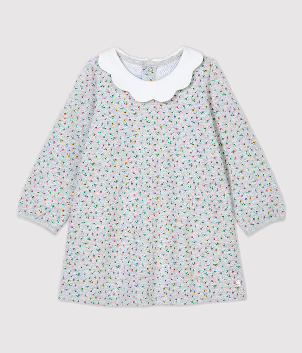 Baby-Kleid aus Molton f&uuml;r M&auml;dchen grau/vielfarbig