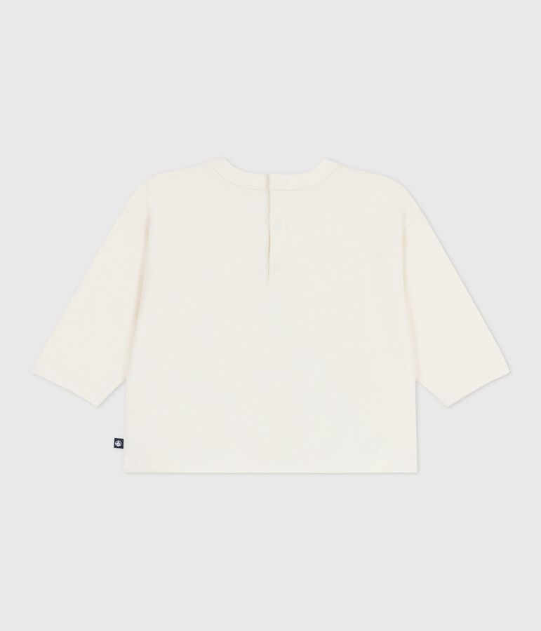 Lang&auml;rmliges Baby-T-Shirt aus Baumwolle naturfarben/blau