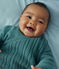 Baby-Cardigan aus Wolle und Baumwolle grün PAUL