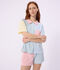 Gestreifte Damen-Pyjamashorts aus Baumwolle mit Knopfleiste weiss/vielfarbig