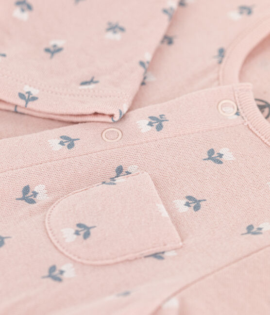 Langer Baby-Overall aus Doppeljersey rosa SALINE/weiss MULTICO