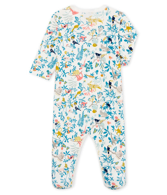 Baby-Strampler in Rippstrick für Mädchen weiss MARSHMALLOW/weiss MULTICO