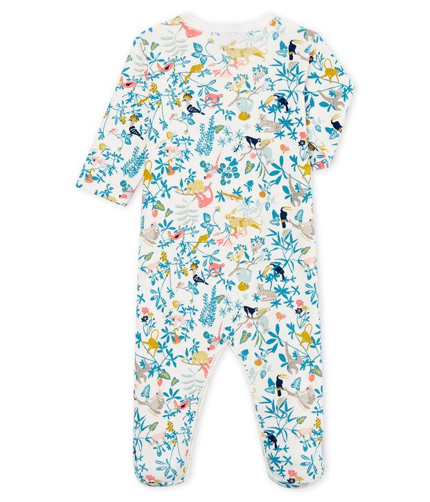 Baby-Strampler in Rippstrick f&uuml;r M&auml;dchen weiss/vielfarbig