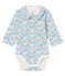 Langärmeliger Neugeborenen-Body aus Rippstrick für Jungen weiss MARSHMALLOW/blau TOUDOU/ MULTICO
