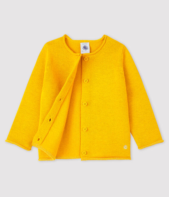 Langärmeliger Baby-Cardigan für Mädchen gelb BOUDOR
