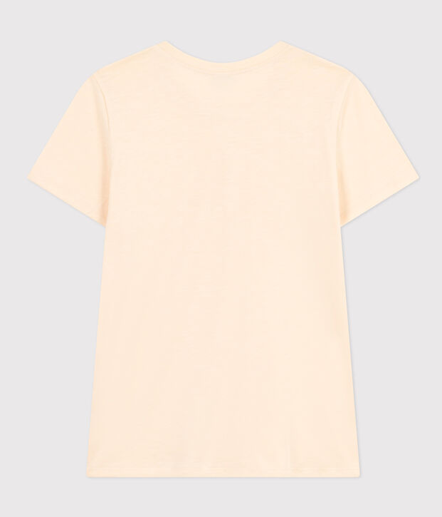 Damen-T-Shirt Le Droit mit Rundhalsausschnitt aus Baumwolle naturfarben