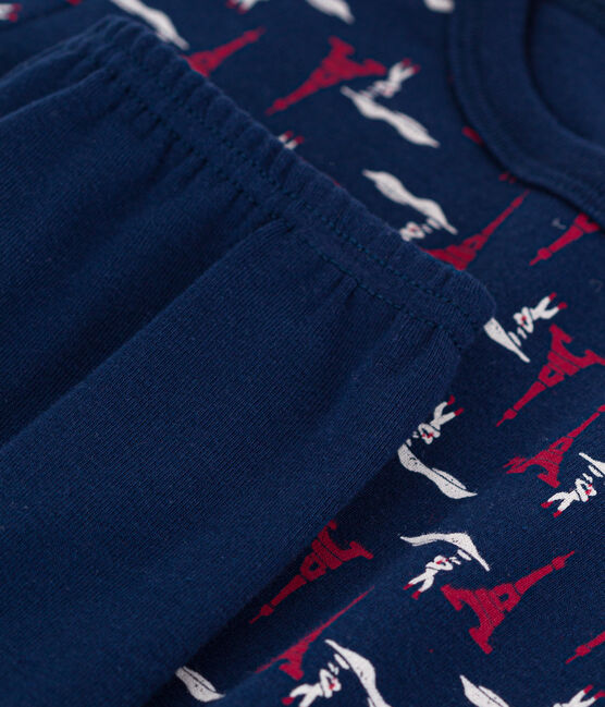 Kinderpyjama aus Baumwolle in eng geschnittener Passform blau MEDIEVAL/weiss MULTICO